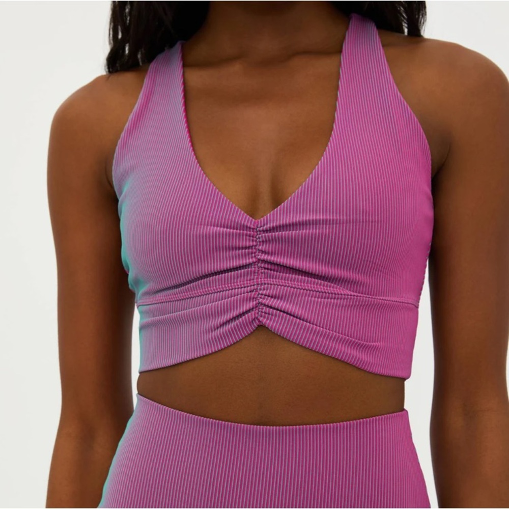 Beach Riot Mindy Top Sorbet Two Tone Pink/Teal Sports Bra - M